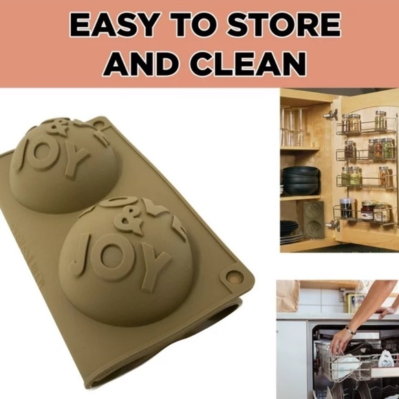 Set of 2 Love & Joy Silicone Chocolate Bomb Molds Tray has six 2.6" half rounds - Picture 6 of 9